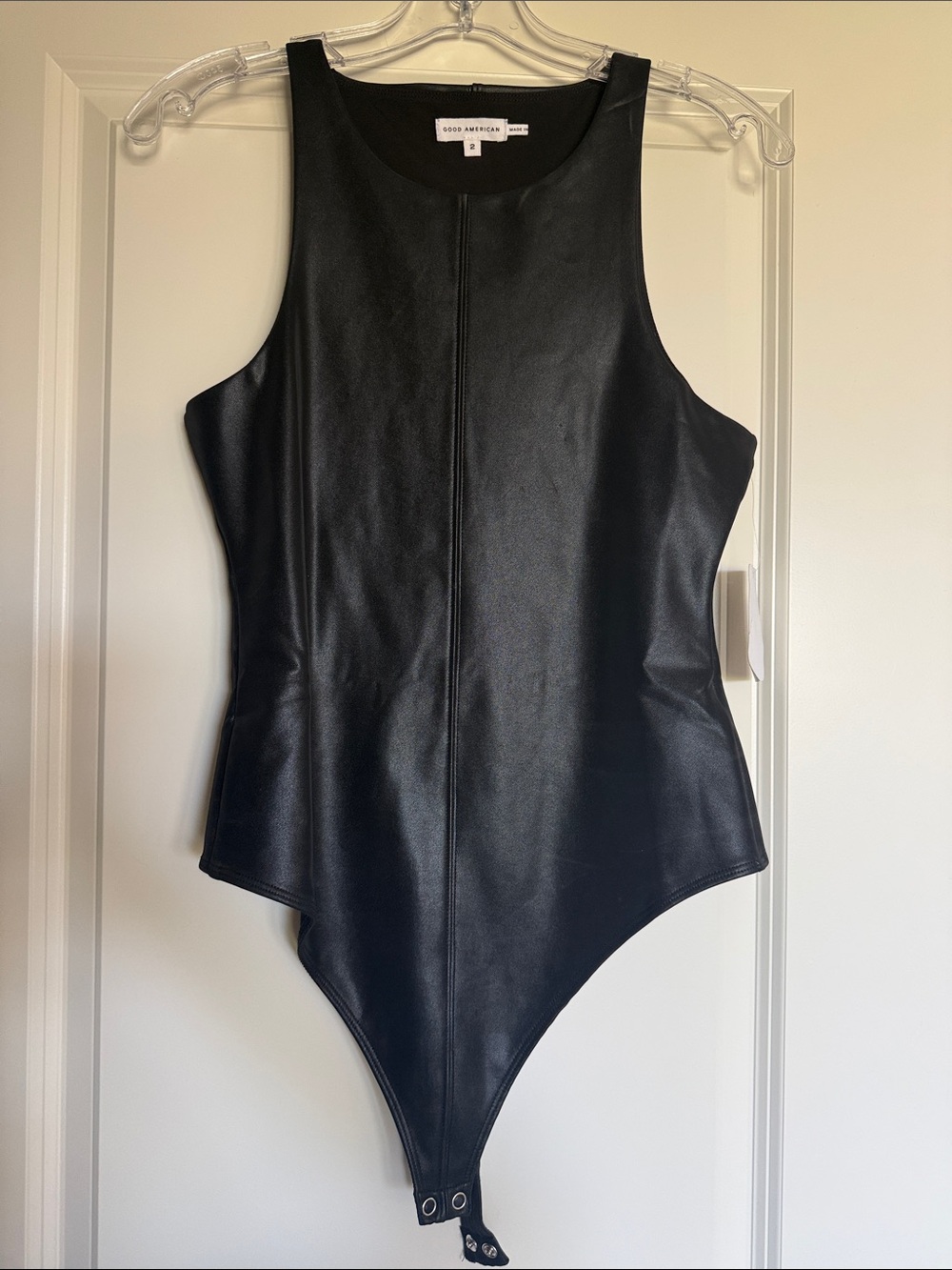 Good American faux leather high neck tank bodysuit size 2